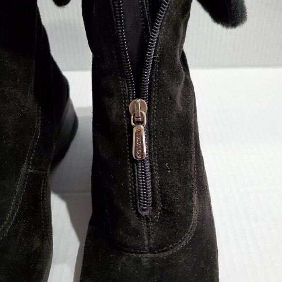Aquatalia Black Suede Weatherproof Ankle Boot with Faux Fur Lining, Size 8.5 - Picture 3 of 11